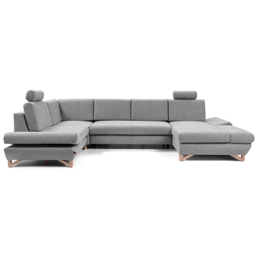 Raztegljiva kotna oblazinjena sedežna garnitura v obliki črke U z vgrajenim prostorom za shranjevanje AVESTA siva