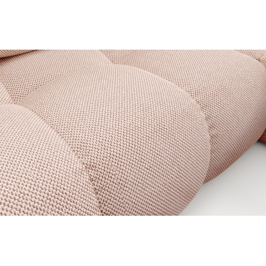 Raztegljiva oblazinjena kotna sedežna garnitura v L-obliki z shranjevalnim prostorom ALMADA, desna, rožnata