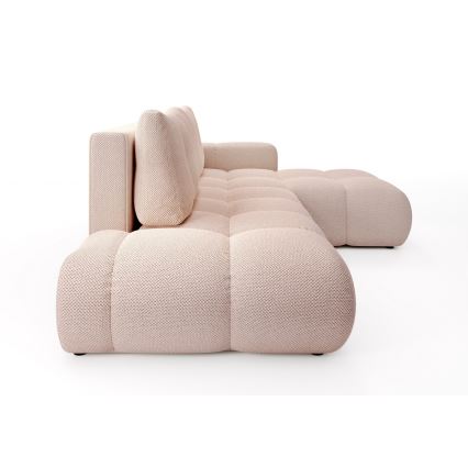 Raztegljiva oblazinjena kotna sedežna garnitura v L-obliki z shranjevalnim prostorom ALMADA, desna, rožnata