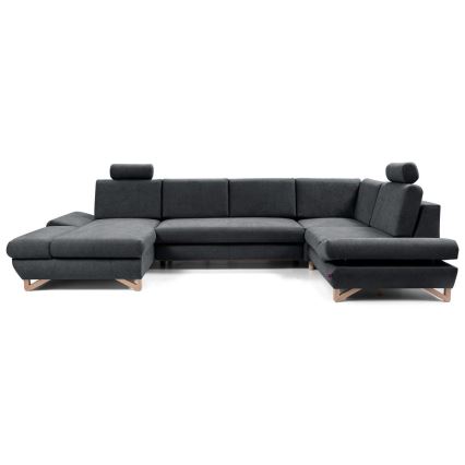 Raztegljiva kotna oblazinjena sedežna garnitura v obliki črke U AVESTA z prostorom za shranjevanje, antracit