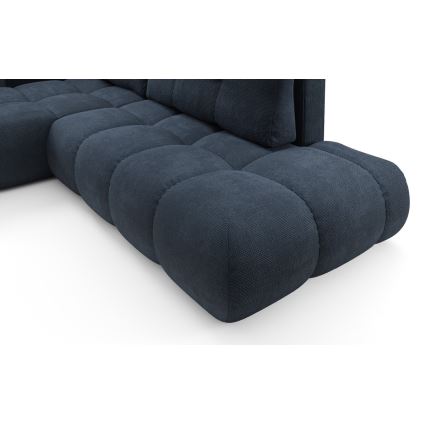 Raztegljiva oblazinjena kotna sedežna garnitura z vgrajenim prostorom za shranjevanje v L-obliki ALMADA, levo, modra