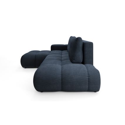 Raztegljiva oblazinjena kotna sedežna garnitura z vgrajenim prostorom za shranjevanje v L-obliki ALMADA, levo, modra