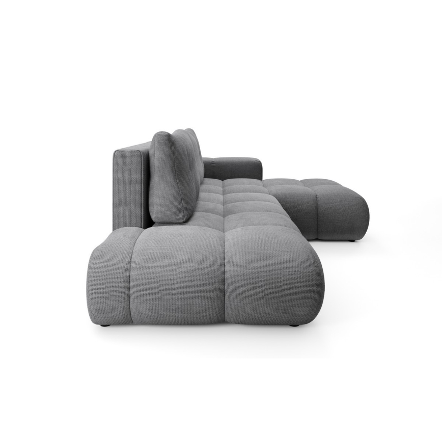 Raztegljiva kotna oblazinjena sedežna garnitura v obliki črke L ALMADA, desna, siva