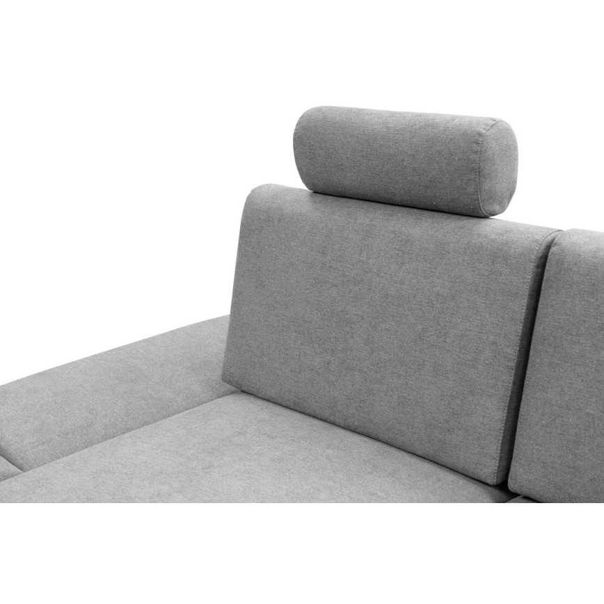 Raztegljiva kotna oblazinjena sedežna garnitura AVESTA, L‑oblikna (levo), s shranjevalnim prostorom, siva