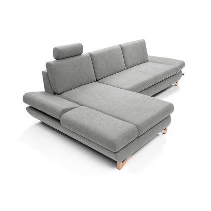 Raztegljiva kotna oblazinjena sedežna garnitura AVESTA, L‑oblikna (levo), s shranjevalnim prostorom, siva