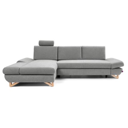 Raztegljiva kotna oblazinjena sedežna garnitura AVESTA, L‑oblikna (levo), s shranjevalnim prostorom, siva