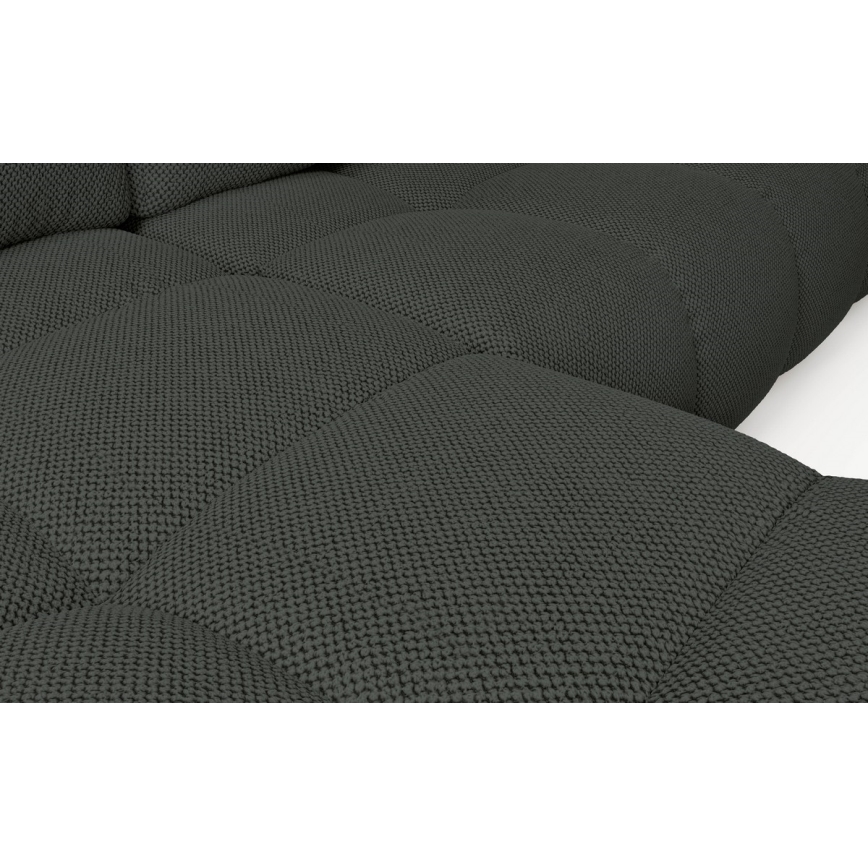 Leva raztegljiva kotna oblazinjena sedežna garnitura ALMADA v antracitu z vgrajenim prostorom za shranjevanje v obliki črke L