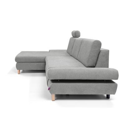 Raztegljiva kotna oblazinjena sedežna garnitura z shranjevalnim prostorom v obliki črke L AVESTA, leva, siva