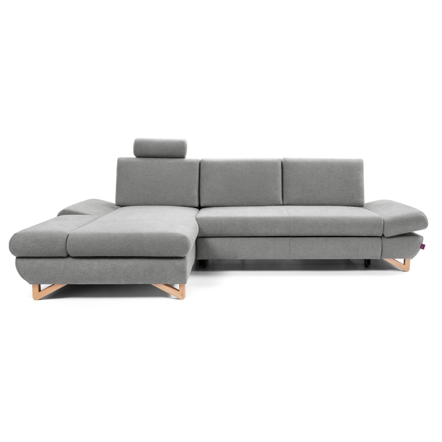 Raztegljiva kotna oblazinjena sedežna garnitura z shranjevalnim prostorom v obliki črke L AVESTA, leva, siva