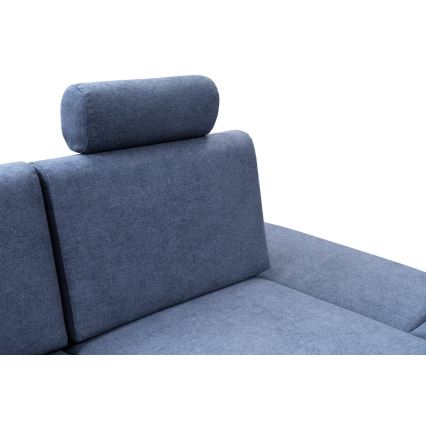 Raztegljiva kotna oblazinjena sedežna garnitura v obliki črke L AVESTA, z prostorom za shranjevanje, desna, modra