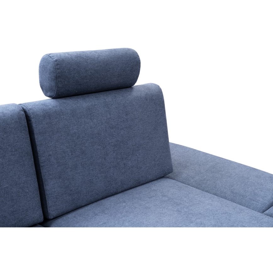 Raztegljiva kotna oblazinjena sedežna garnitura v obliki črke L AVESTA, z prostorom za shranjevanje, desna, modra