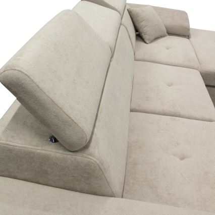 Raztegljiva kotna sedežna garnitura CASTELO v L-obliki s shranjevalnim prostorom, desna, siva