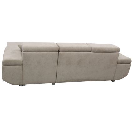 Raztegljiva kotna sedežna garnitura CASTELO v L-obliki s shranjevalnim prostorom, desna, siva