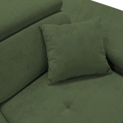 Raztegljiva kotna sedežna garnitura CASTELO v obliki L s shranjevalnim prostorom, desna, zelena