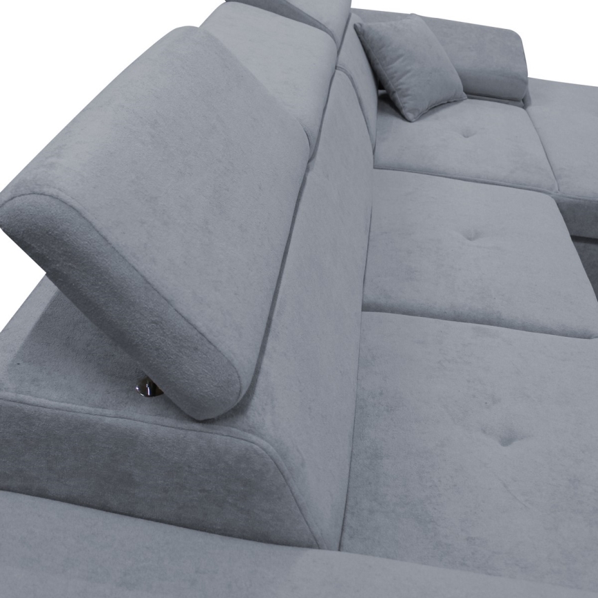 Raztegljiva desna kotna sedežna garnitura CASTELO v obliki L, temno siva, s shranjevalnim prostorom