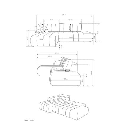 Raztegljiva kotna sedežna garnitura DESIO v L-obliki z vgrajenim prostorom za shranjevanje, desna, bež