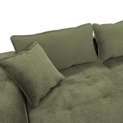 Raztegljiva kotna sedežna garnitura LAGOA v obliki črke L z odlagalnim prostorom, leva, zelena