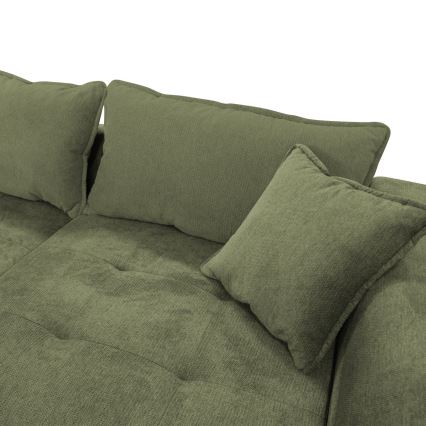 Raztegljiva kotna sedežna garnitura LAGOA v obliki L, desna, zelena, s prostorom za shranjevanje