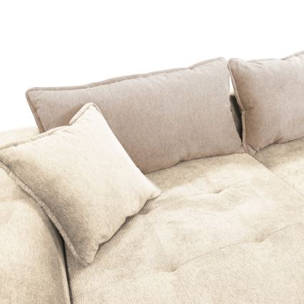 Raztegljiva kotna sedežna garnitura LAGOA v obliki črke L, leva, z dodatnim shranjevalnim prostorom, bež/rjava