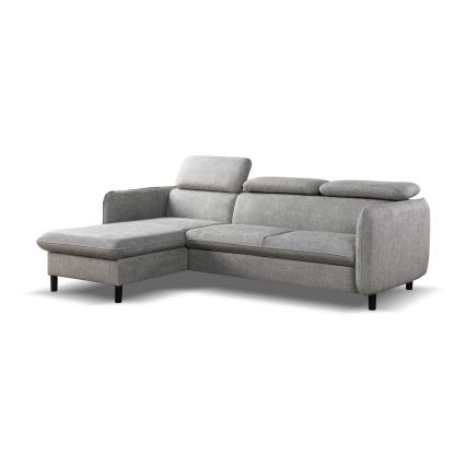 Raztegljiva kotna sedežna garnitura NISA v obliki črke L z prostorom za shranjevanje, siva, leva