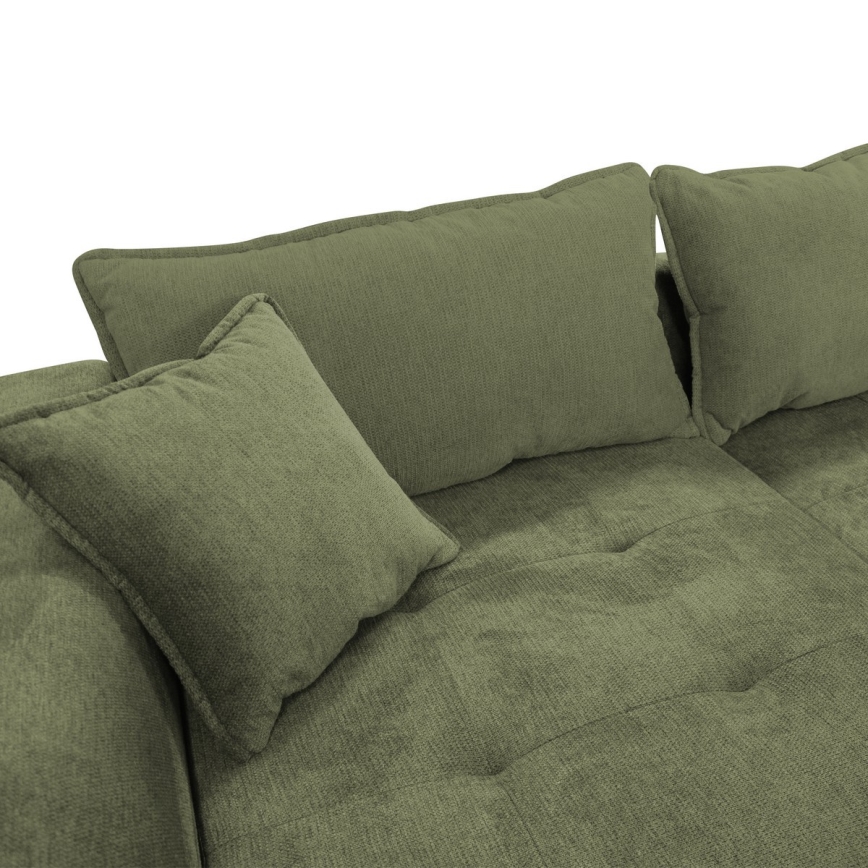 Raztegljiva kotna sedežna garnitura v L-obliki z shranjevalnim prostorom LAGOA, leva, zelena