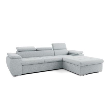Raztegljiva kotna sedežna garnitura v obliki črke L z shranjevalnim prostorom PADUA, siva, desna