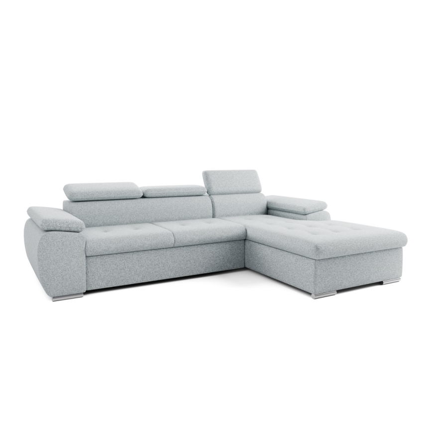 Raztegljiva kotna sedežna garnitura v obliki črke L z shranjevalnim prostorom PADUA, siva, desna