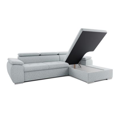 Raztegljiva kotna sedežna garnitura v obliki črke L z shranjevalnim prostorom PADUA, siva, desna