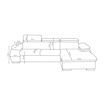 Raztegljiva kotna sedežna garnitura v obliki črke L z shranjevalnim prostorom PADUA, siva, desna