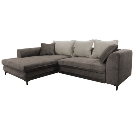 Raztegljiva kotna sedežna garnitura v obliki L LAGOA, leva, z vgrajenim prostorom za shranjevanje, taupe/siva