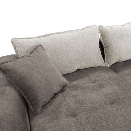 Raztegljiva kotna sedežna garnitura v obliki L LAGOA, leva, z vgrajenim prostorom za shranjevanje, taupe/siva