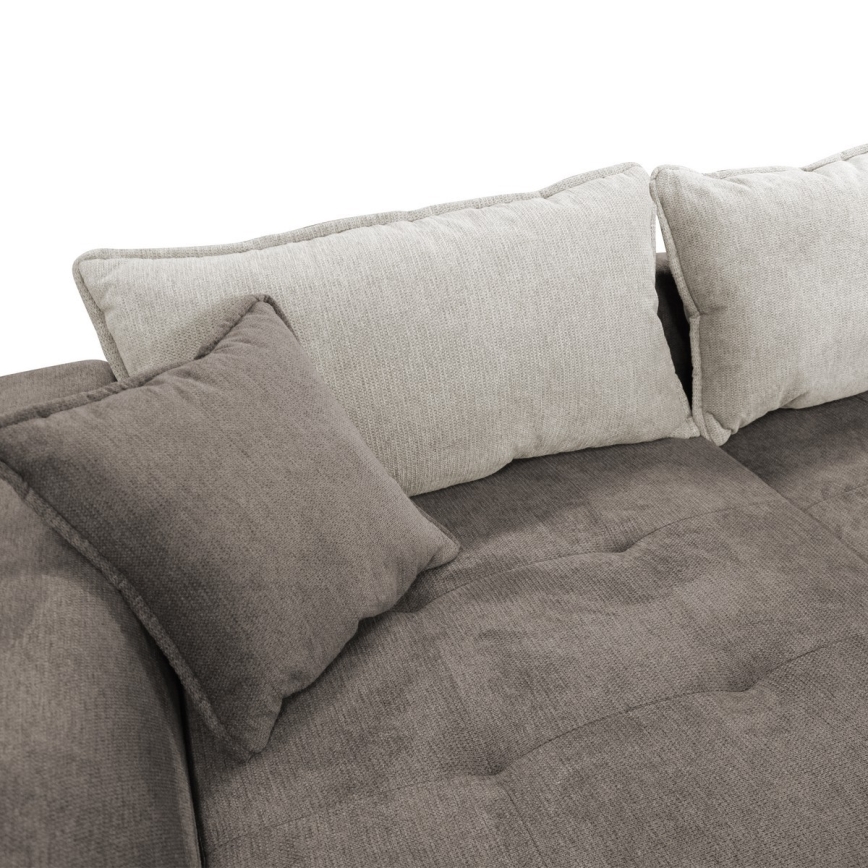 Raztegljiva kotna sedežna garnitura v obliki L LAGOA, leva, z vgrajenim prostorom za shranjevanje, taupe/siva