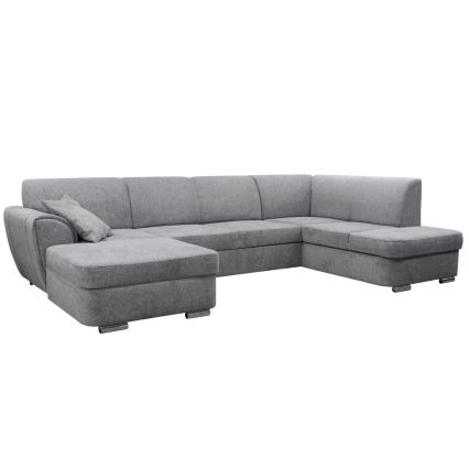 Raztegljiva kotna sedežna garnitura v U s prostorom za shranjevanje SERPA, desna, siva