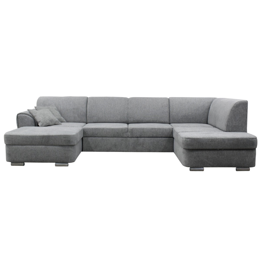 Raztegljiva kotna sedežna garnitura v U s prostorom za shranjevanje SERPA, desna, siva