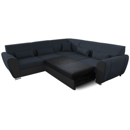 Raztegljiva kotna sedežna garnitura VISEU, levo, z prostorom za shranjevanje, antracit/črna