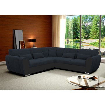 Raztegljiva kotna sedežna garnitura z odlagalnim prostorom v obliki črke L VISEU, desna, antracit/črna