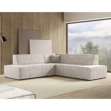 Raztegljiva kotna sedežna garnitura z prostorom za shranjevanje v obliki črke L TERAMO, desna, bež