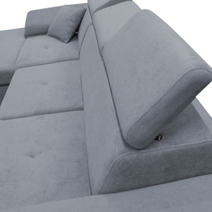 Raztegljiva kotna sedežna garnitura CASTELO v L-obliki z vgrajenim prostorom za shranjevanje, leva, temno siva