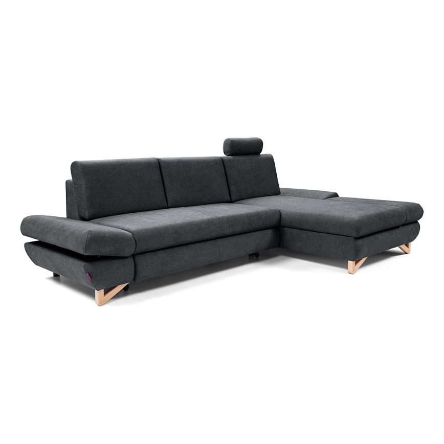 Raztegljiva kotna tapecirana sedežna garnitura v obliki črke L AVESTA desna, antracitna