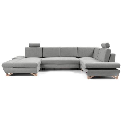 Raztegljiva kotna tapecirana sedežna garnitura z vgrajenim prostorom za shranjevanje v obliki črke U AVESTA siva