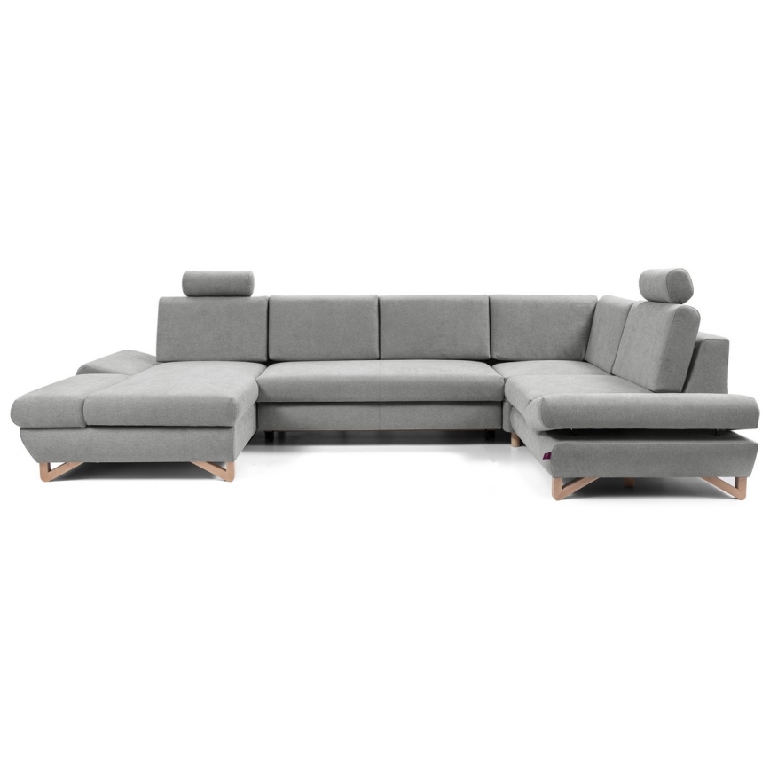 Raztegljiva kotna tapecirana sedežna garnitura z vgrajenim prostorom za shranjevanje v obliki črke U AVESTA siva