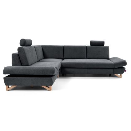 Raztegljiva kotna oblazinjena sedežna garnitura z vgrajenim shranjevalnim prostorom v L AVESTA leva antracit