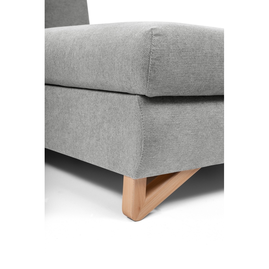 Raztegljiva kotna oblazinjena sedežna garnitura v L-obliki AVESTA, desna, s predalom za shranjevanje, siva