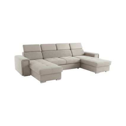 Raztegljiva sedežna garnitura SALVADA z univerzalnim U-kotom in shranjevalnim prostorom, bež