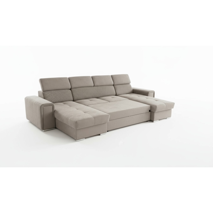 Raztegljiva sedežna garnitura SALVADA z univerzalnim U-kotom in shranjevalnim prostorom, bež