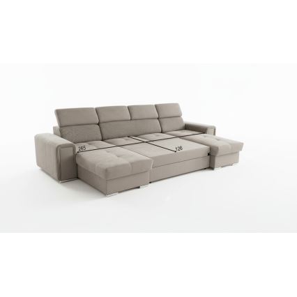 Raztegljiva sedežna garnitura SALVADA z univerzalnim U-kotom in shranjevalnim prostorom, bež