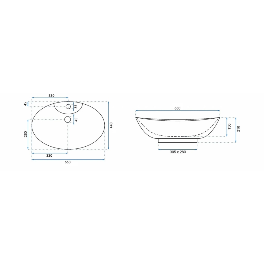 REA-00692 - Umivalnik na pult ROSA 44x66 cm keramika/sijajna bela
