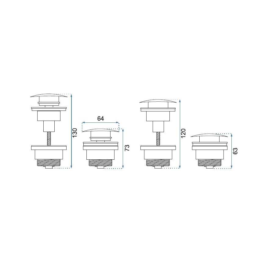 REA-A6000 - Umivalni odtok CLICK-CLACK, premer 6,4 cm, brušen nikelj