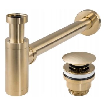 REA-A8586 - Sifon za umivalnik z CLICK-CLACK odtokom, premer 6,4 cm, brušeno zlato