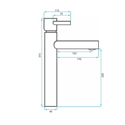 REA-B0229 - Pipa za umivalnik TESS 31,5 cm črna